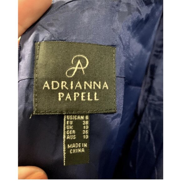 Adrianna Papell Dress Womens 8 Navy Blue Bow Back Open Back Cocktail Party - Picture 8 of 9